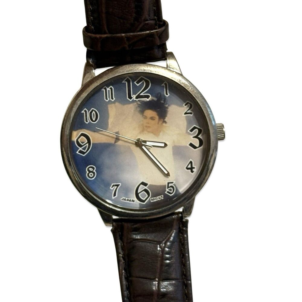 Michael Jackson Vintage Tribute Stainless Steel Watch Leather Band Japan